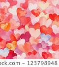 Abstract red sparkle heart background, party invitation, postcard for couple in love, copy space, painted with watercolors, symbol of love devotion happiness mutual 123798948