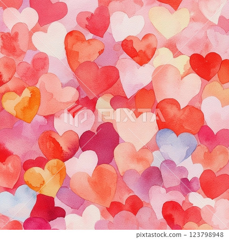 Abstract red sparkle heart background, party invitation, postcard for couple in love, copy space, painted with watercolors, symbol of love devotion happiness mutual 123798948