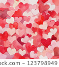 Abstract red sparkle heart background, party invitation, postcard for couple in love, copy space, painted with watercolors, symbol of love devotion happiness mutual 123798949
