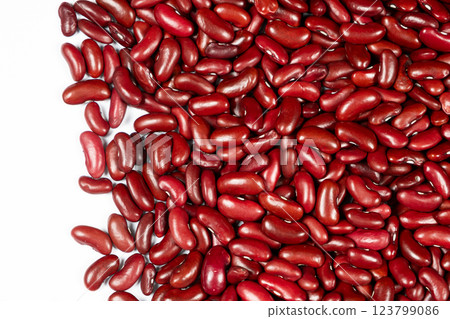 Raw Red Kidney Beans on White Background Top View 123799086
