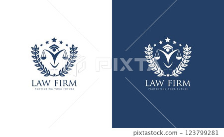Law firm logo. justice scale vector. justice logo. lawyer logo. law vector Law firm logo. justice scale vector. justice logo. lawyer logo. law vector 123799281