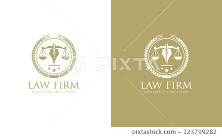 Law firm logo. justice scale vector. justice logo. lawyer logo. law vector Law firm logo. justice scale vector. justice logo. lawyer logo. law vector 123799282