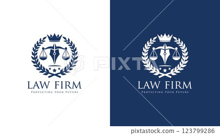 Law firm logo. justice scale vector. justice logo. lawyer logo. law vector Law firm logo. justice scale vector. justice logo. lawyer logo. law vector 123799286