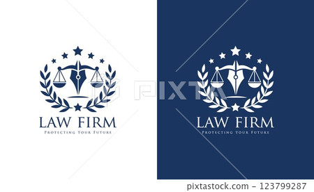 Law firm logo. justice scale vector. justice logo. lawyer logo. law vector Law firm logo. justice scale vector. justice logo. lawyer logo. law vector 123799287