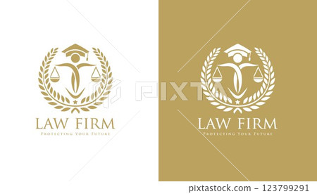 Law firm logo. justice scale vector. justice logo. lawyer logo. law vector Law firm logo. justice scale vector. justice logo. lawyer logo. law vector 123799291