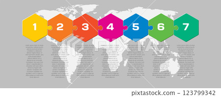Puzzle diagram infographic process on 7 steps 123799342