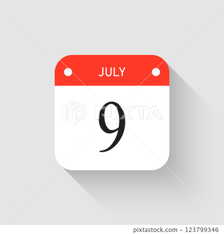 Vector icon page day calendar - 9 July month 123799346
