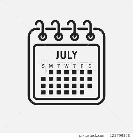 Vector template icon page calendar, month July 123799368