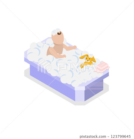 3D Isometric Flat Vector Set of BabyBorn Care Routine, Motherhood and Childhood. Item 4 123799645