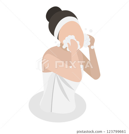 3D Isometric Flat Vector Illustration of Facial Mask, Skin Care and Acne Treatment. Item 6 123799661