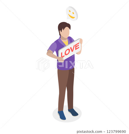 3D Isometric Flat Vector Illustration of K Pop Music Fans, Supporters displaying placards at event.. Item 4 3D Isometric Flat Vector Illustration of K Pop Music Fans, Supporters displaying placards at event.. Item 4 123799690