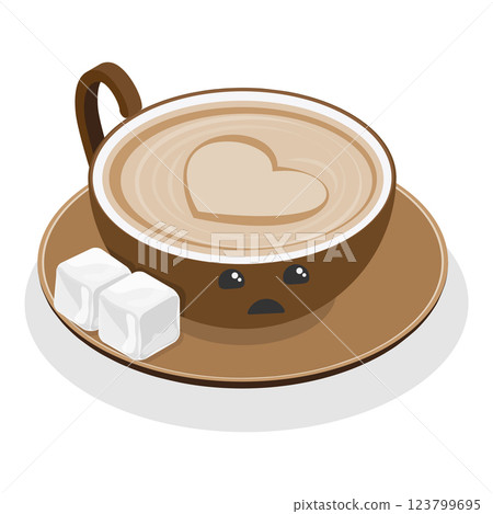 3D Isometric Flat Vector Set of Cute Kawaii Foods, Funny Characters. Item 8 3D Isometric Flat Vector Set of Cute Kawaii Foods, Funny Characters. Item 8 123799695