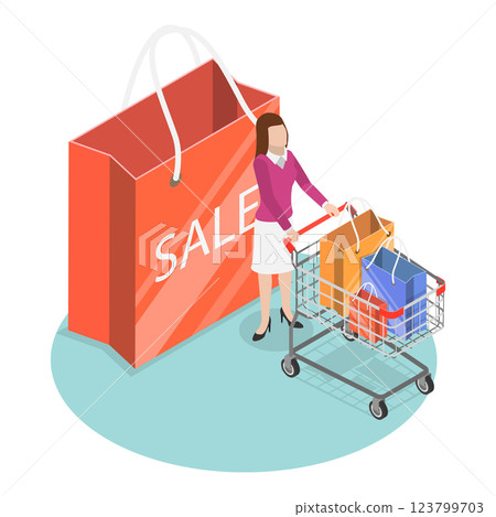 3D Isometric Flat Vector Illustration of Bad Addictions, Obsessed and Addicted People. Item 8 123799703