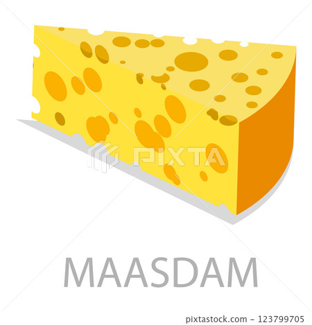 3D Isometric Flat Vector Set of Different Cheese Types, Brie, Mozzarella, Parmesan, Camembert etc.. Item 4 123799705