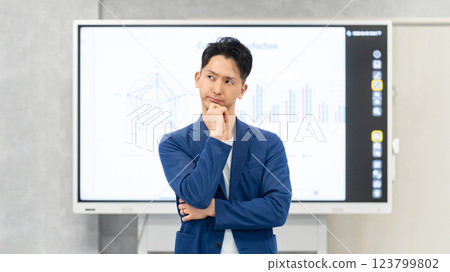 Male businessman thinking with a serious expression Male businessman thinking with a serious expression 123799802