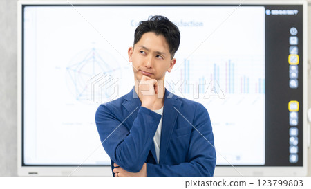 Male businessman thinking with a serious expression 123799803