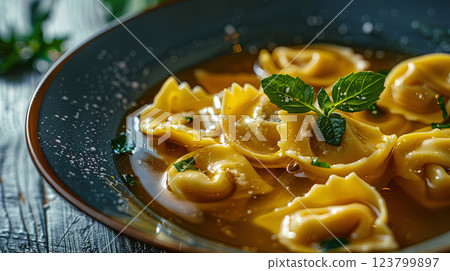 A Taste of Italy: The Art of Tortellini in Broth 123799897