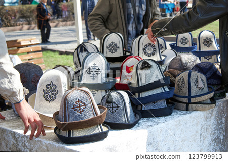 Ak-Kalpak, Kyrgyz men's national headdress Ak-Kalpak, Kyrgyz men's national headdress 123799913