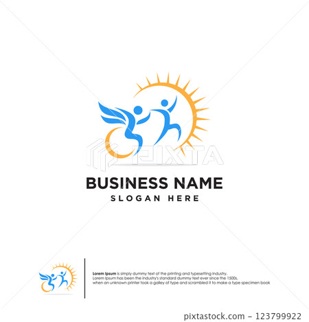 Modern passionate disability people for Disabilities care or charity logo Modern passionate disability people for Disabilities care or charity logo 123799922