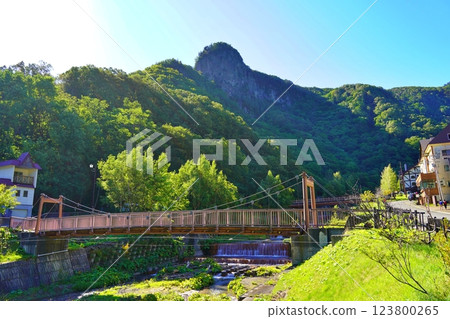 Scenery of Sounkyo hot spring town in Hokkaido 123800265