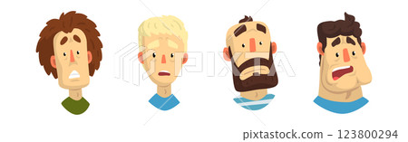 Man Face Expressing Astonished and Surprised Emotion Raising His Eyebrows Vector Set Man Face Expressing Astonished and Surprised Emotion Raising His Eyebrows Vector Set 123800294