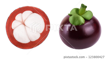 ripe mangosteen isolated on white background closeup ripe mangosteen isolated on white background closeup 123800427