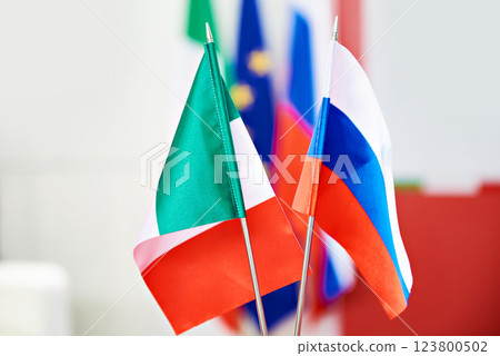 Flags of Italy and Russia 123800502