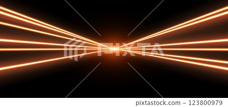 Laser rays or beams, glowing neon lines, bright futuristic background. 123800979