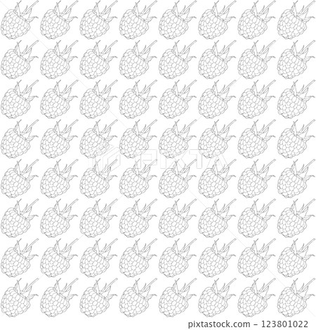 Raspberry berry close-up. Doodle style. Vector illustration. Seamless pattern. 123801022