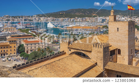 Panoramic View from Cathedral of Palma, Spain 123801068