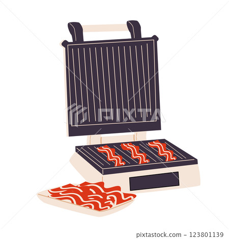 Electric grill. A kitchen appliance for cooking. Electric grill. A kitchen appliance for cooking. 123801139