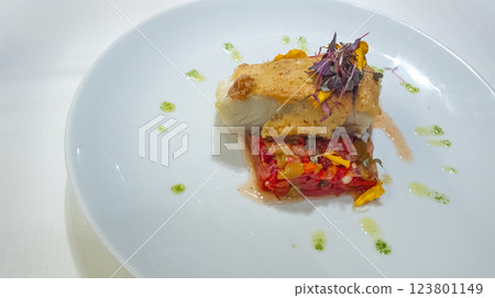 Cod Loin with Vegetables 123801149