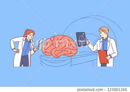 Scientific study and tomography of human brain, to research memory or intelligence capabilities 123801160