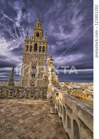Giralda Tower and Seville Cathedral, Spain 123801202