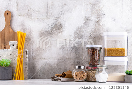 Kitchen counter top with cutting board Kitchen counter top with cutting board 123801346