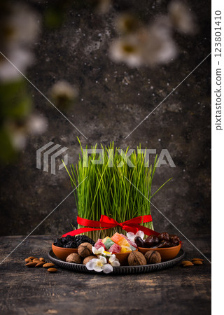 Traditional Azerbaijan spring holiday Novruz concept 123801410