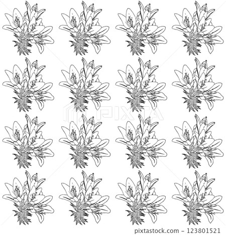 Graceful lily flowers. Doodle style. Vector illustration. Seamless pattern. 123801521