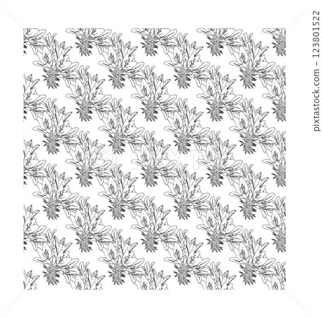 Graceful lily flowers. Doodle style. Vector illustration. Seamless pattern. 123801522