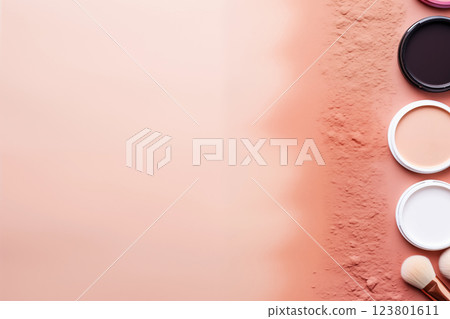 Makeup brush is used to apply cosmetic face powder AI Generative 123801611