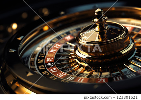 Casino roulette wheel game AI Generative 123801621