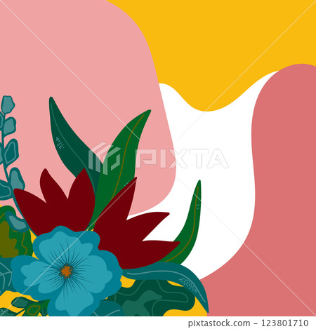 paper sticker on stylish background of flower 123801710
