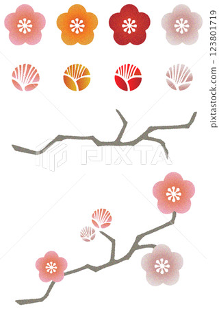 Plum and cherry blossom material set Plum and cherry blossom material set 123801719