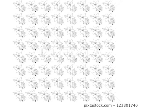 Graceful lily flowers. Doodle style. Vector illustration. Seamless pattern. 123801740