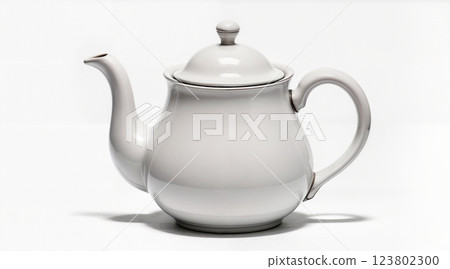white teapot isolated on a white background 123802300