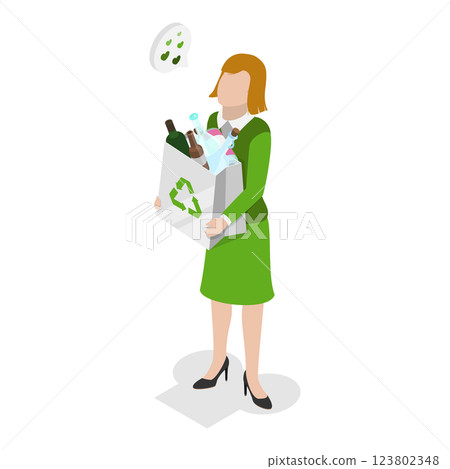 3D Isometric Flat Illustration of Recycling. Item 2 3D Isometric Flat Illustration of Recycling. Item 2 123802348