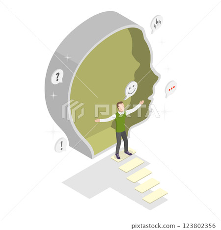 3D Isometric Flat  Illustration of Introvert Vs Extrovert. Item 1 123802356