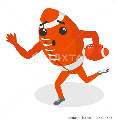 3D Isometric Flat Set of Cartoon Sport Ball Mascot. Item 4 3D Isometric Flat Set of Cartoon Sport Ball Mascot. Item 4 123802373