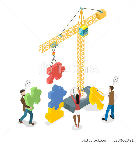 3D Isometric Flat Illustration of Business Cooperation. Item 3 3D Isometric Flat Illustration of Business Cooperation. Item 3 123802381