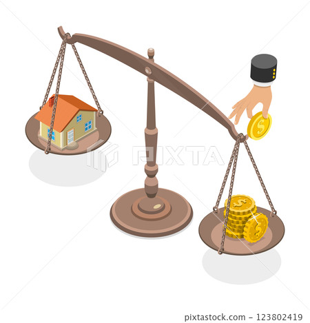 3D Isometric Flat  Illustration of Cost Of Living. Item 2 123802419