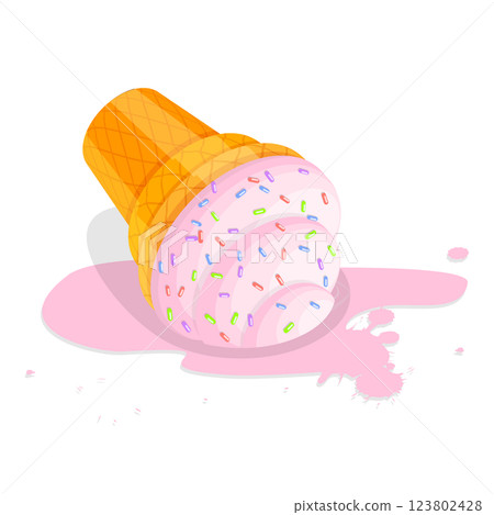 3D Isometric Flat  Illustration of Set of Fallen Ice Creams. Item 2 123802428